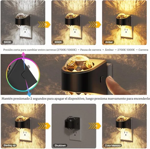 Vista 3 de JandCase - Luces nocturnas enchufables a la pared, proyector de estrellas