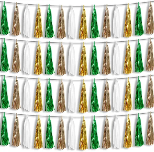 Vista 10 de 4P Guirnalda de Borla de Flecos de Aluminio Metálico Negro para Flotas de Desfile, Despedida de Soltera, Boda, Cumpleaños, Halloween, Navidad