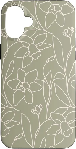 Vista 23 de Poppy Flower Line Art Modern Leaves Boho Artichoke Green Case for iPhone 17