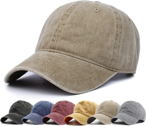 Vista 8 de HH HOFNEN Gorra de béisbol de algodón de sarga lavada y desgastada, vintage, ajustable, para hombre y mujer