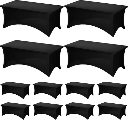Vista 69 de Fixwal Paquete de 6 Manteles de Mesa Rectangulares, Cubierta de Mesa de 6 Pies, Mantel Blanco Rectangular Ajustado Elástico Rectangular, Cubierta