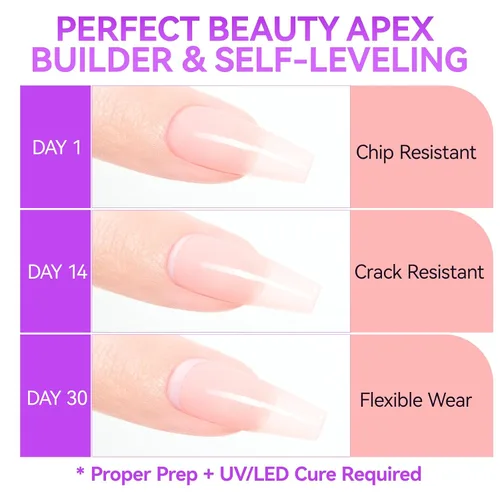 Vista 5 de Gelike EC Peachy Jelly Gel de Pegamento para Uñas - 6 en 1 Uñas Acrílicas Transparentes Extra Fuertes - Adhesivo de Extensión de Larga Duración UV