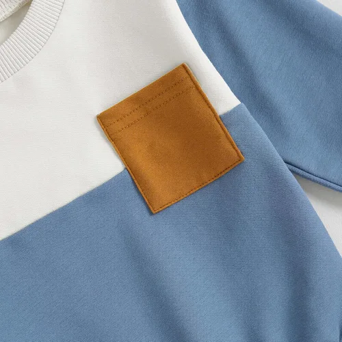 Vista 5 de Conjunto de 2 piezas de sudadera y pantalones de manga larga con bloques de color para bebé niño