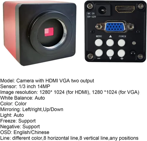 Vista 2 de 48MP 4K 1080P 22MP 14MP HDMI USB VGA Video Industrial Soldadura Digital Reparación Microscopio Cámara C Montura Lente LED Anillo Luz (14MP con luz)
