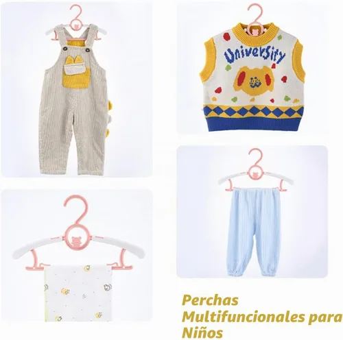 Vista 2 de Perchas de bebé para armario de guardería, paquete de 40 perchas de plástico para niños, ahorro de espacio, antideslizantes, extensibles, para niños