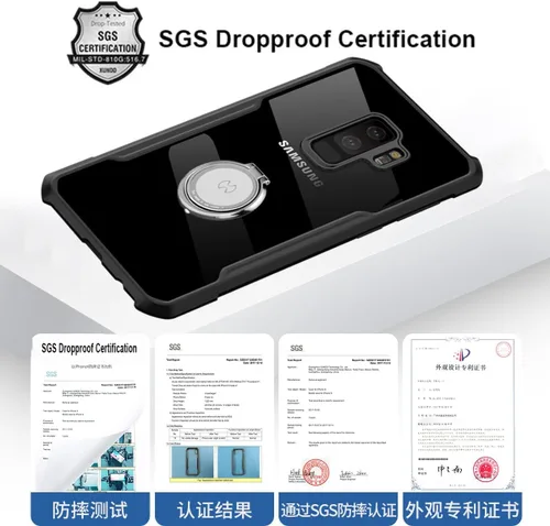 Vista 5 de Funda para teléfono Samsung Galaxy S9 Plus, soporte con soporte de anillo de 360 ° Soporte de coche protector a prueba de golpes, funda protectora