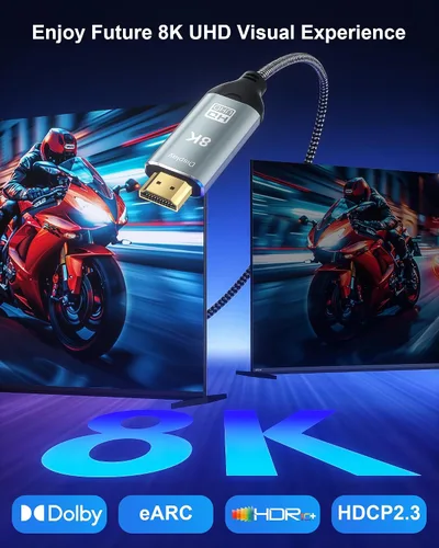 Vista 2 de Cable USB C a HDMI 2.1 de 8K de 3.3 pies - 8K a 60Hz, 4K a 120Hz (compatible con Thunderbolt 3/4) Cable trenzado de alta velocidad de 48 Gbps tipo C