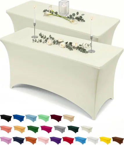 Vista 11 de Utopia Kitchen Mantel rectangular de spándex de 4 pies [1 unidad, negro] 200 GSM elástico, ajustado, lavable y resistente a las arrugas, cubierta