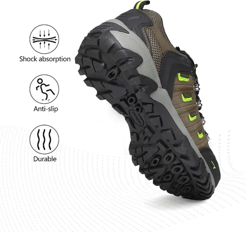 Vista 5 de NORTIV 8 Zapatos de senderismo impermeables para hombre, zapatos de senderismo de cuero para exteriores, senderismo, camping, caminata
