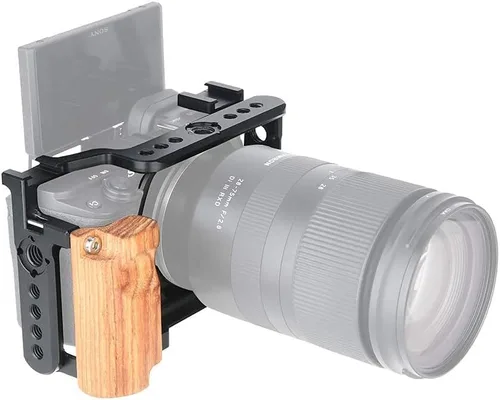 Vista 8 de NICEYRIG Kit de jaula con empuñadura de madera para cámara Sony Alpha A6100 A6400 sin espejo, con puntos de bloqueo dobles - 342