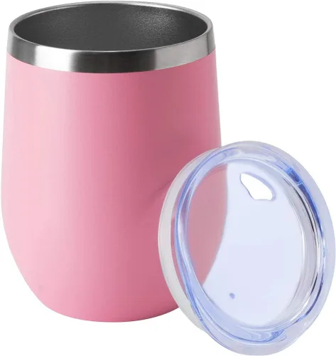 Vista 20 de HASLE OUTFITTERS Vaso de vino de 12 onzas con tapa, copas de vino sin tallo, tazas de viaje al vacío de doble pared, taza de café de acero Acero