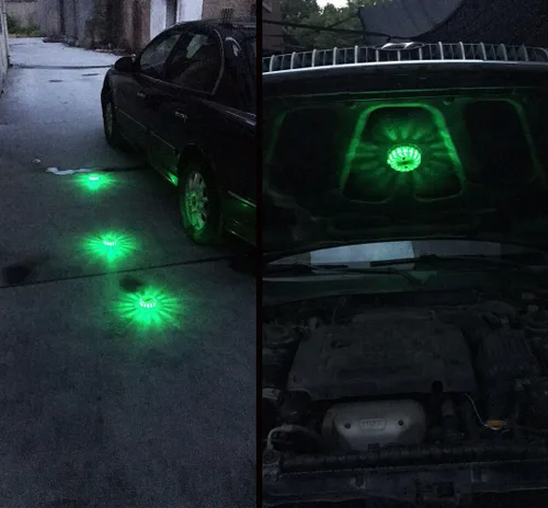 Vista 7 de SAMDO Faro Magnético de 9 Patrones Impermeable, Luz de Emergencia, Bengalas de Carretera LED Faros de Emergencia CR123A (Verde)