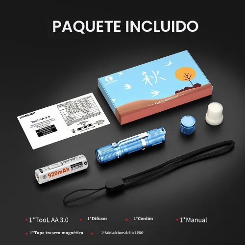 Vista 7 de LUMINTOP Juego de linterna súper brillante de tamaño de bolsillo, herramienta linterna AA 3.0 EDC de 900 lúmenes, linterna AA EDC con cola magnética