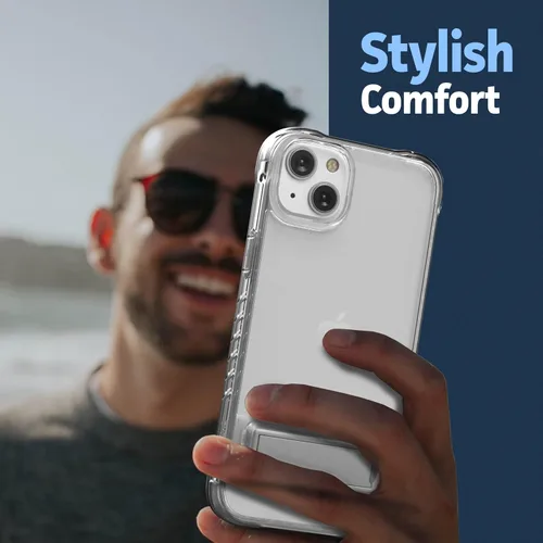 Vista 8 de ENCASED Funda con función atril para iPhone 14 con soporte (aleación de metal duradera), funda ultra protectora con protector de pantalla