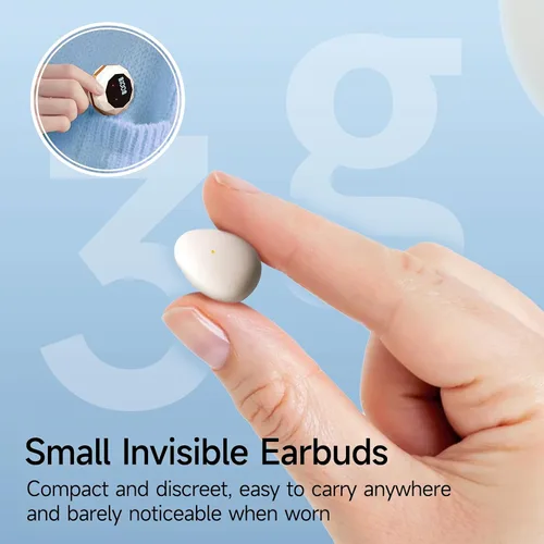 Vista 5 de Auriculares para dormir de lado, Bluetooth inalámbrico invisible Beige