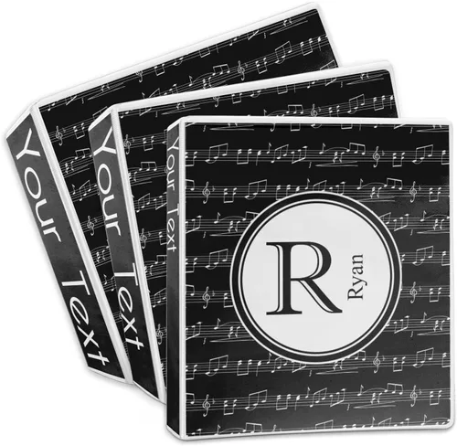 Vista 3 de Carpeta personalizada de 3 anillas con notas musicales, 1 pulgada, color blanco