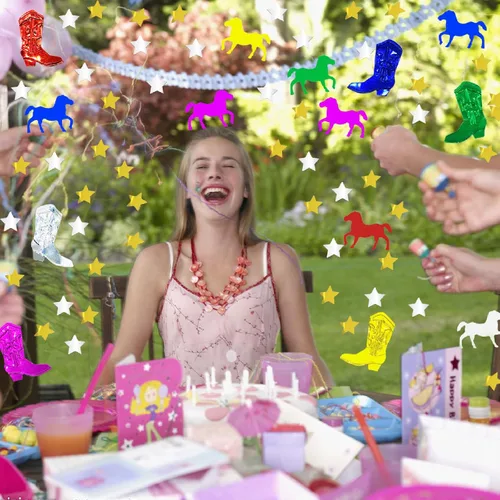 Vista 6 de Confeti Western Confetti West Cowboy Patrick Horse Boot Table Confetti Party Favor 1.5 onzas