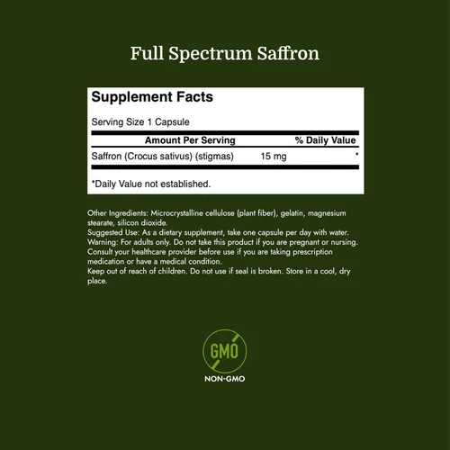 Vista 4 de Swanson Azafrán Español Orgánico Full Spectrum, 15 mg, 60 Cápsulas Veganas