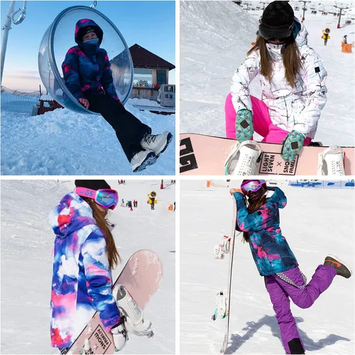 Vista 5 de GSOU SNOW Women's Ski Jackets and Pants Set Snowboarding Snowsuit Waterproof Windproof