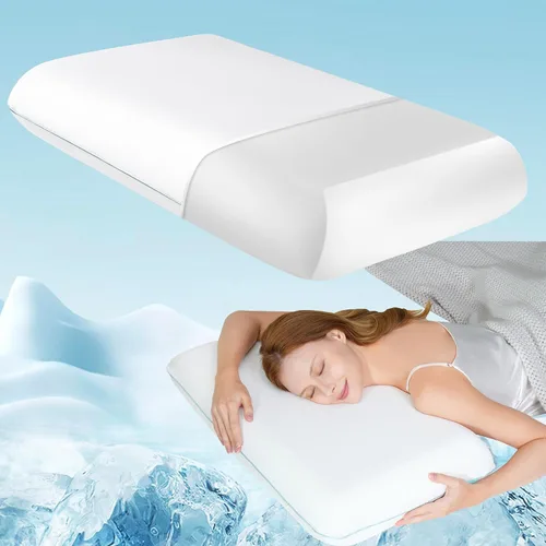 Vista 8 de Releep Almohada refrescante de espuma viscoelástica suave, almohada cervical para dormir de lado, dormir de espalda y boca abajo, diseño ortopédico