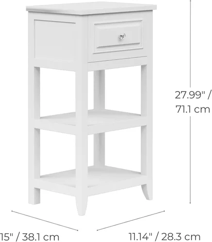 Vista 3 de Elegant Home Fashions Dawson gabinete sobre piso, Madera, Blanco