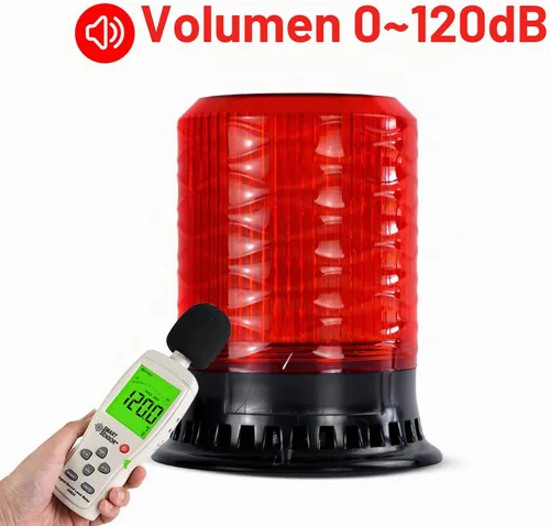 Vista 3 de Luz de sirena estroboscópica LED, lámpara intermitente giratoria industrial baliza 9 tonos cuerno 120dB para camión, carretilla elevadora, taller