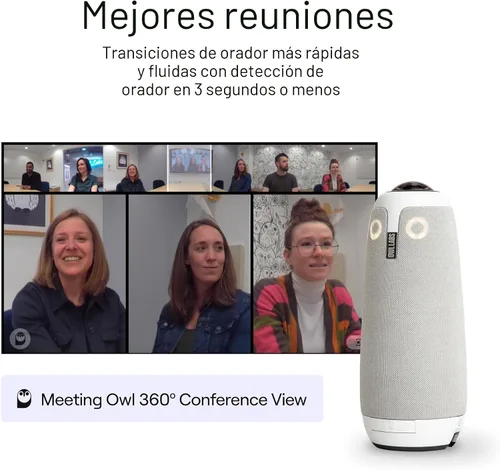 Vista 3 de Meeting Owl 3 Premium Pack: cámara inteligente de videoconferencia HD de 360 grados, micrófono y altavoz