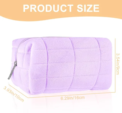 Vista 3 de Sibba Bolsa de maquillaje, bolsa suave para lápices, estuche estético para cosméticos, baño, ducha, organizador de artículos de aseo de felpa