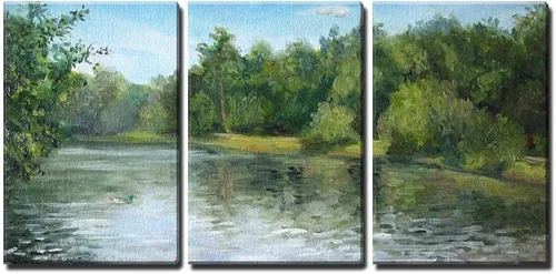 Vista 19 de wall26 - Arte de pared en lienzo de 3 piezas, delfín y león marino bajo el agua sobre fondo del océano mirándote - Arte moderno para el hogar