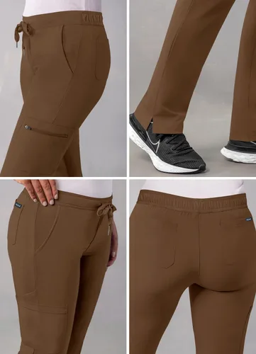 Vista 4 de Pantalones Adar Addition Scrubs, ropa quirúrgica, ajustados, con cordón, estilo cargo, para mujer