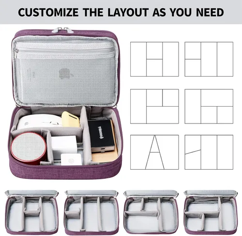 Vista 5 de MIRLEWAIY Organizador de artículos electrónicos de viaje, estuche suave, bolsa de transporte para accesorios electrónicos, de doble capa