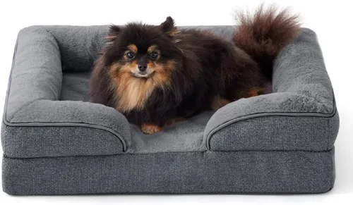 Vista 11 de Made4pet - Cama grande para perro, sofá ortopédico de espuma para perros, sofá cama para mascotas de 38 pulgadas con funda impermeable lavable, Gris