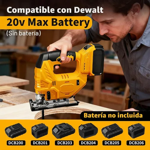 Vista 2 de Sierra de calar sin escobillas compatible con batería Dewalt de 20 V (sin batería), rompecabezas inalámbrico con bolsa de herramientas, velocidad