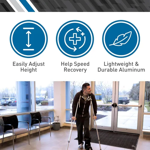 Vista 7 de BodyMed Muletas de aluminio para adultos y niños - Par de muletas ligeras y ajustables en altura - Incluye cojines acolchados para las axilas