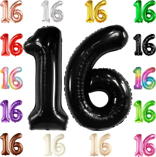 Vista 13 de KatchOn Globo marrón café con el número 16 de 1 pieza, 40 pulgadas, decoraciones de cumpleaños para niñas y niños Globo marrón café número 16 de 1