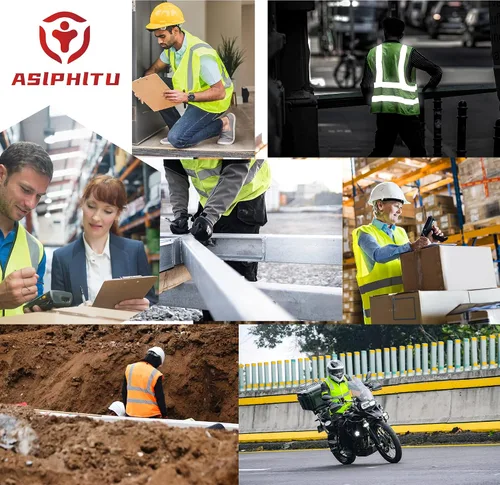 Vista 6 de Chaleco de seguridad reflectante para hombres y mujeres, chaleco de construcción que cumple con el estándar ANSI/ISEA