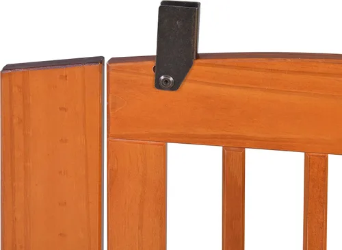 Vista 4 de BarkWood - Puerta independiente de madera para mascotas, expansión de 3 paneles, con puerta de paso, grande, 36 pulgadas de alto, acabado gris