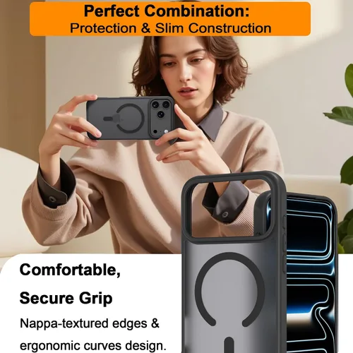 Vista 7 de MagSafe - Funda para iPhone 17 Pro Max / 18 Pro Max, color negro Mate translúcido, protección militar contra caídas, carga inalámbrica sin costuras