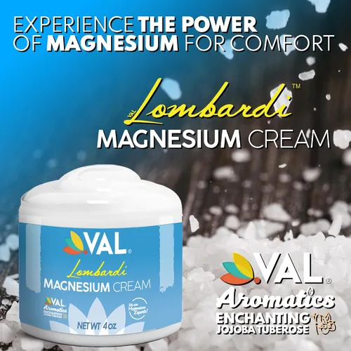 Vista 3 de VAL Lombardi Nighttime Magnesium Zechstein Cream Loción hidratante de rápida absorción para piernas, pies y pecho 4 onzas Jojoba y tuberosa