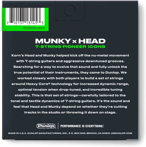 Vista 7 de Jim Dunlop Heavy Core Korn Guitar Strings 10-65 7 String