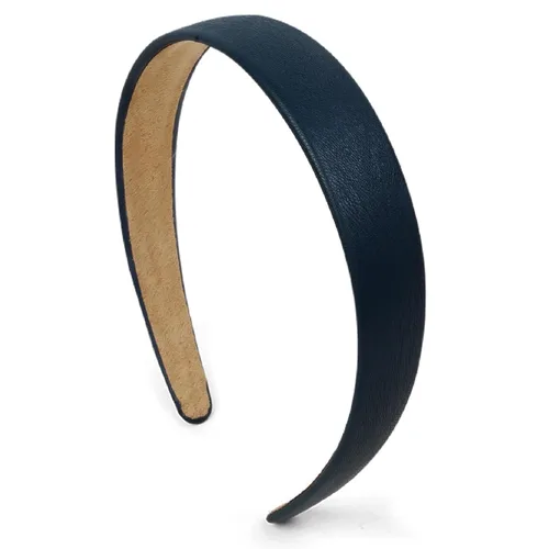 Vista 18 de Huachi Diademas negras para mujer, diadema negra de piel sintética para mujeres y niñas, banda de plástico duro para cabeza de colores sólidos