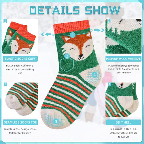 Vista 70 de Eocom 6 pares de calcetines de invierno cálidos de lana para niños y niñas