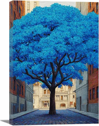 Vista 34 de VOCBAN Tree of Life Wall Art The Picture Artwork Canvas Prints Tree Pictures Poster Retro Artwork for Bedroom Living Room Home Decoration(blue blue