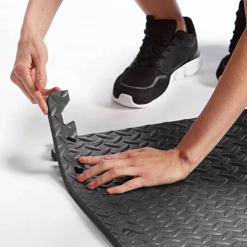 Vista 7 de Tapete de ejercicio de rompecabezas, azulejos de espuma EVA entrelazados para protección, tapete de espuma para equipo del hogar y gimnasio