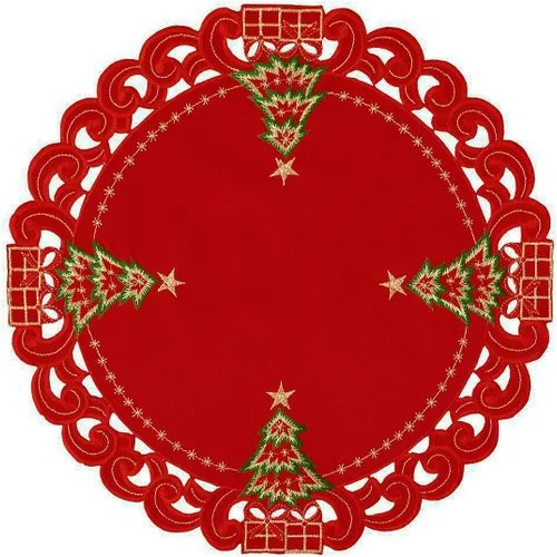 Vista 7 de Grelucgo Juego de 4 manteles individuales bordados con árbol de acebo de Navidad, rectangular, 12 x 18 pulgadas