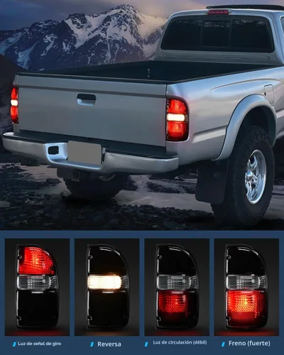 Vista 5 de Nilight Combo de faros delanteros y luces traseras para Toyota Tacoma 2001 Carcasa negra + reflector ámbar con luz trasera