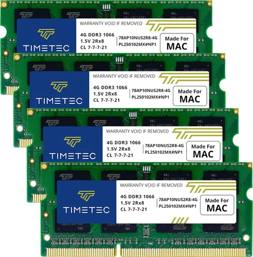 Vista 12 de Timetec 4 GB compatible con Apple DDR3 1067MHz / 1066MHz PC3-8500 CL7 doble rango para Mac Book, Mac Book Pro, iMac, Mac mini