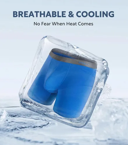 Vista 5 de Separatec Ropa interior transpirable de rayón refrescante para hombre, hecho de bambú, calzoncillos tipo bóxer para hombres, bolsa de bola, paquete
