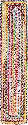Vista 2 de Unique Loom Colección Trenzada Chindi - Alfombra de área (1 pie 2 pulgadas x 6 pies 1 pulgada, pasillo, multi/azul)