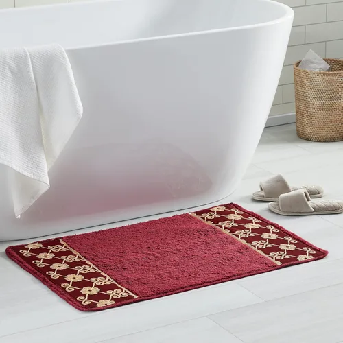 Vista 5 de Popular Bath Alfombra de baño, colección Vlegant Rosa, Borgoña/Oro